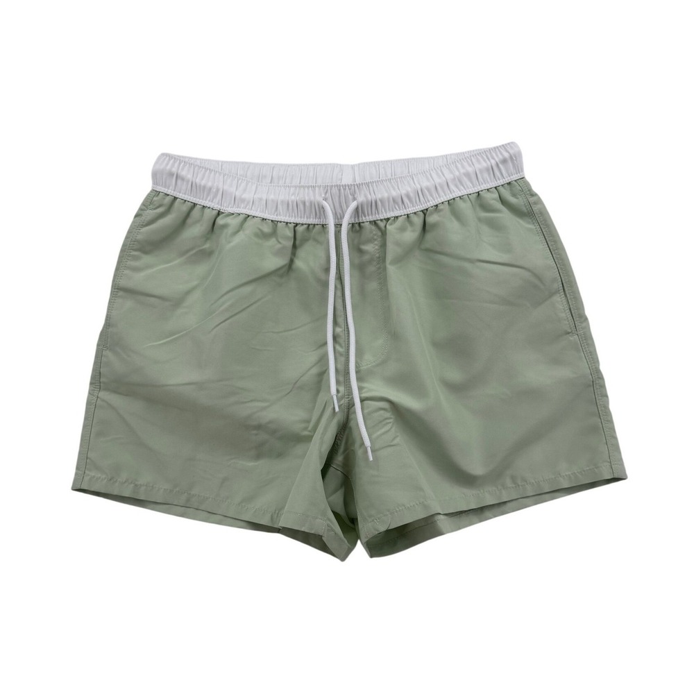 Men's ASOS DESIGN Sage Green Swim Shorts White Waistband Mesh Lining Size M